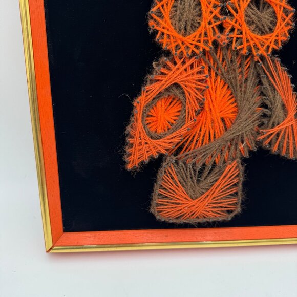 Vintage owl string Art picture nail wall decor decoration on wood black velvet - Picture 3 of 11